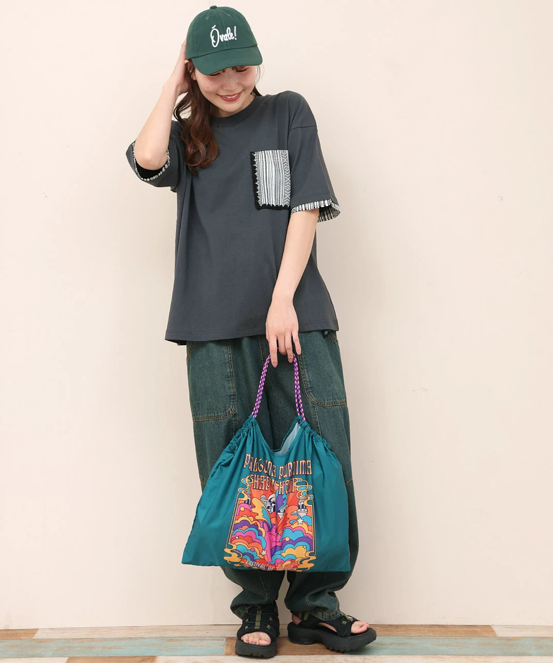 刺繍入りパラコードハンドルトート / トート・エコバッグ・かごバッグ