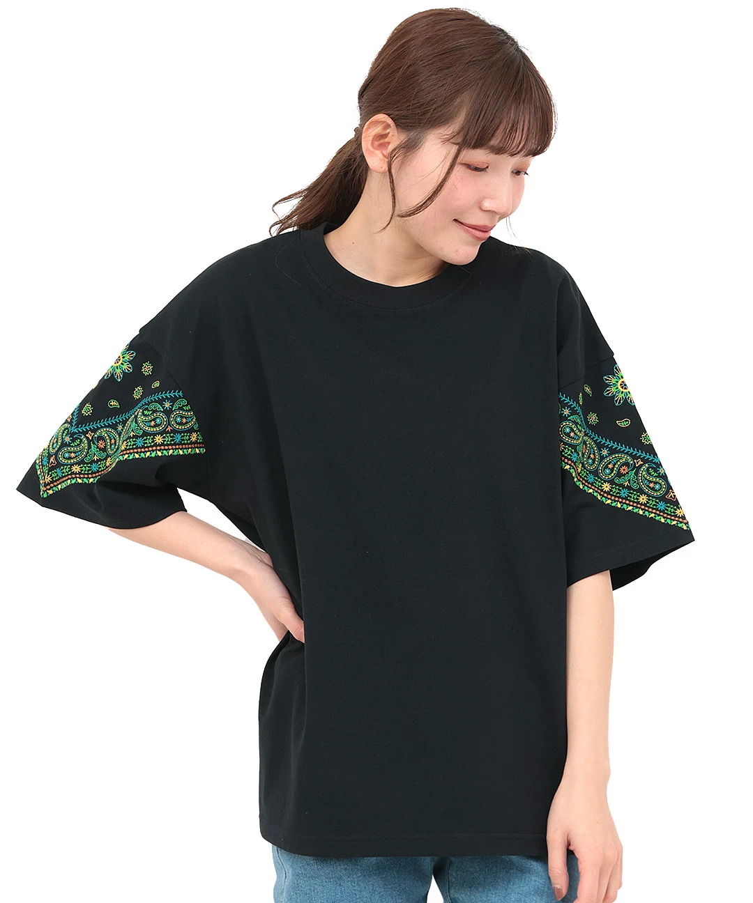バンダナスリーブ刺繍Tシャツ / Tシャツ・カットソー