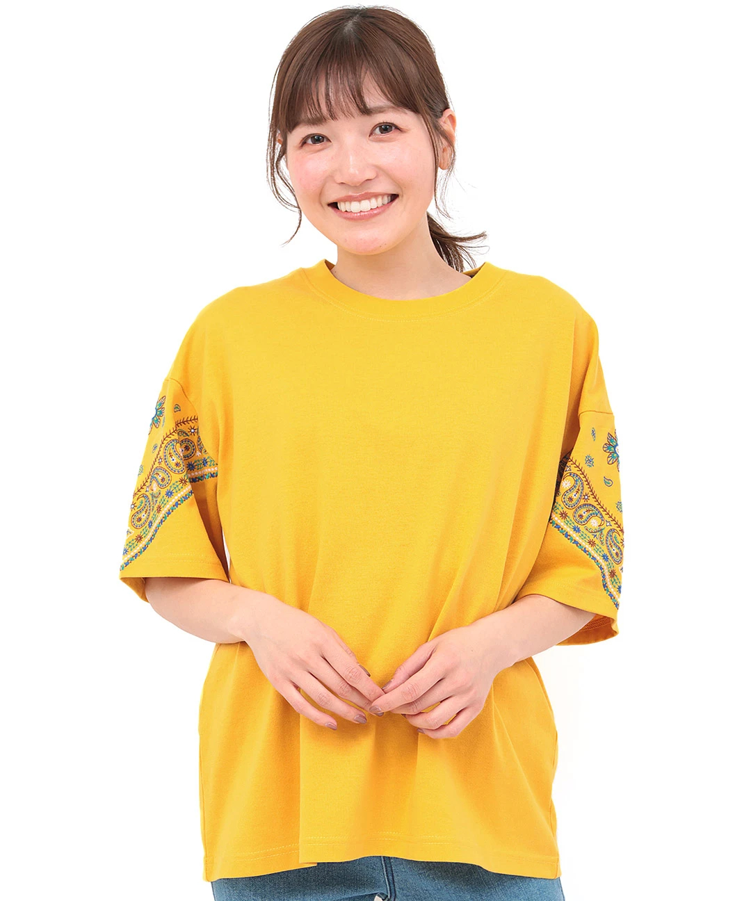 バンダナスリーブ刺繍Tシャツ / Tシャツ・カットソー