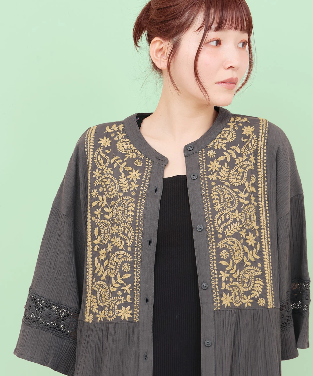 Rico クレープペイズリー刺繍ワンピース / ワンピース | エスニック