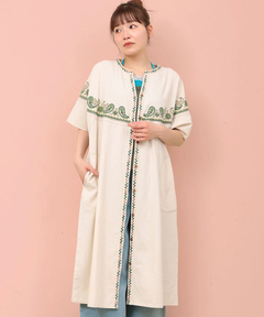 Shanti Shanti ベルフラワーブロックプリントカフタンワンピース Shanti Shanti ベルフラワーブロックプリントカフタンワンピース