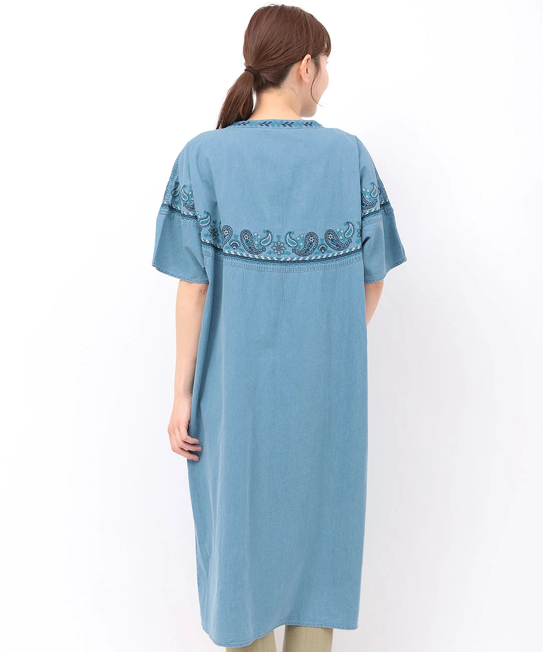 Rico ライトデニムペイズリー刺繍ワンピース / ワンピース
