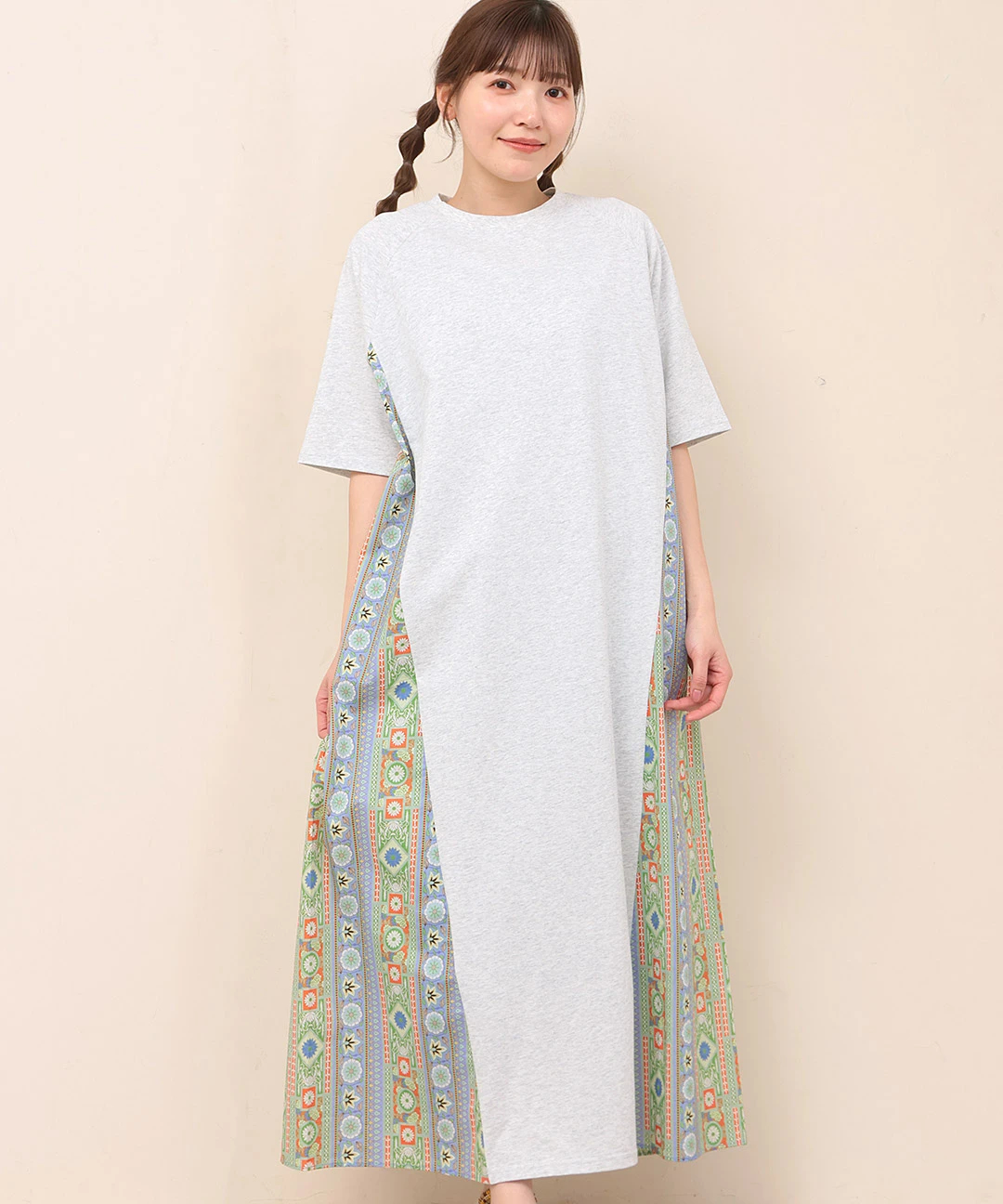 オリエンタルフラワーコンビワンピース / ワンピース | エスニック