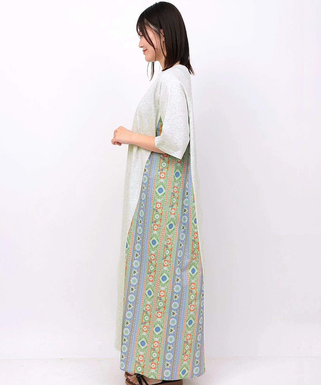 オリエンタルフラワーコンビワンピース / ワンピース | エスニック