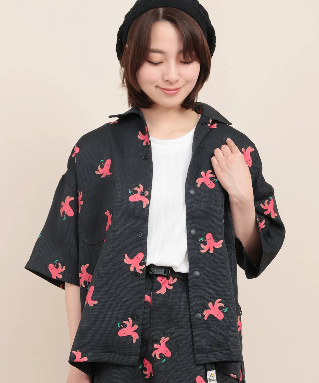 go slow caravan ブッチャー総柄プリント半袖シャツ【WEB限定