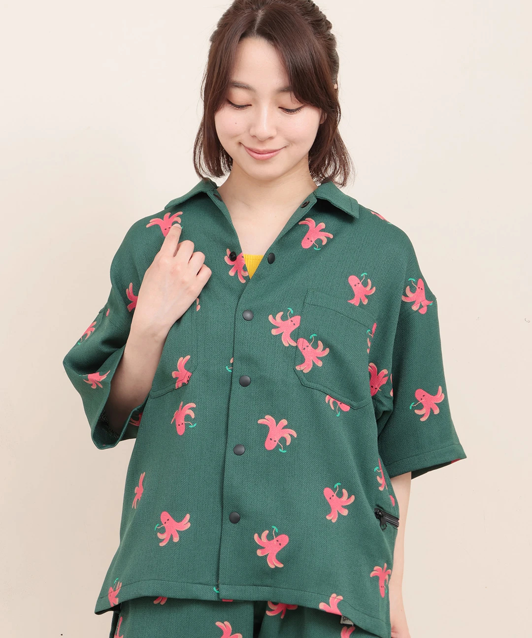 go slow caravan ブッチャー総柄プリント半袖シャツ【WEB限定