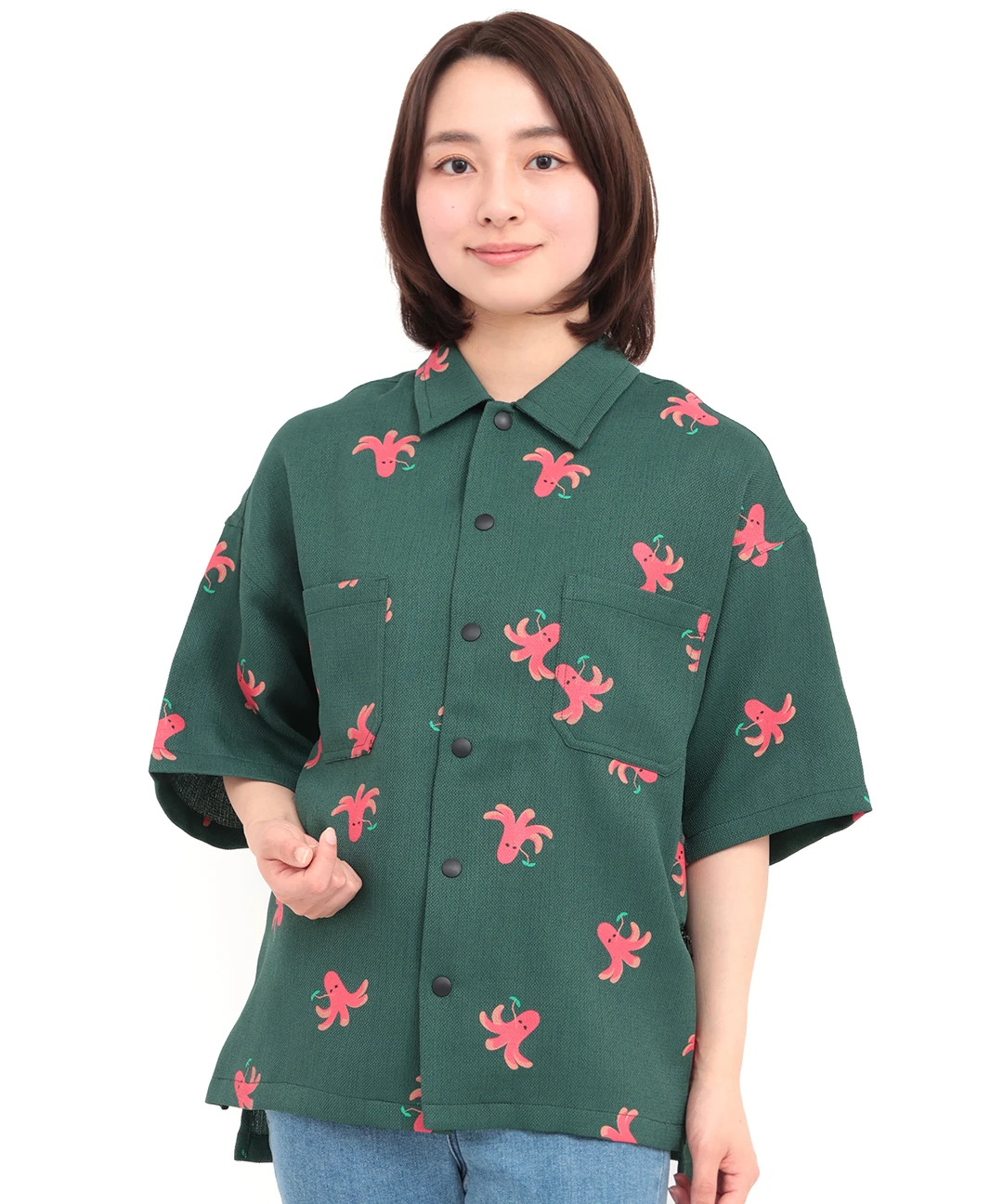 go slow caravan ブッチャー総柄プリント半袖シャツ【WEB限定