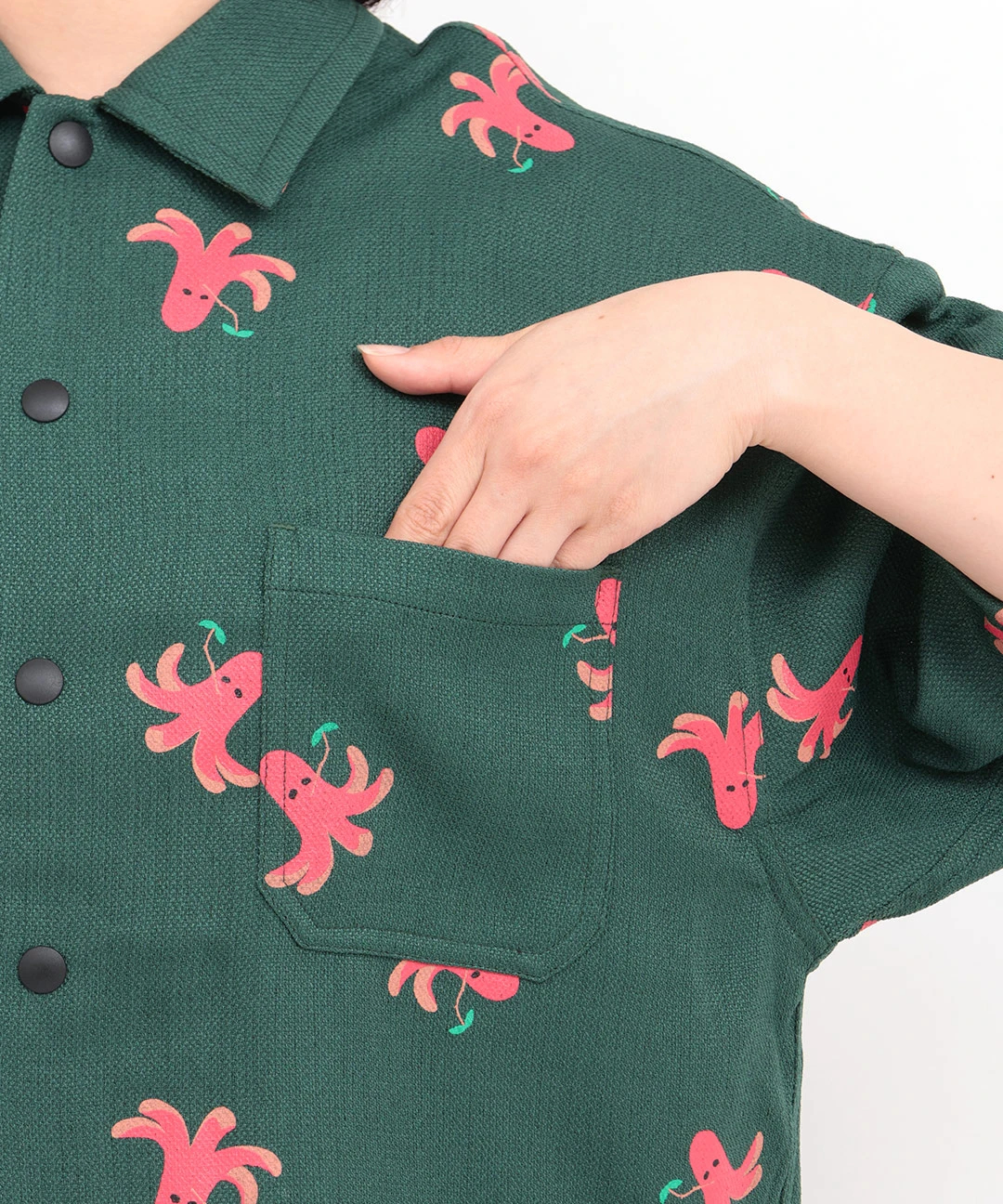 go slow caravan ブッチャー総柄プリント半袖シャツ【WEB限定