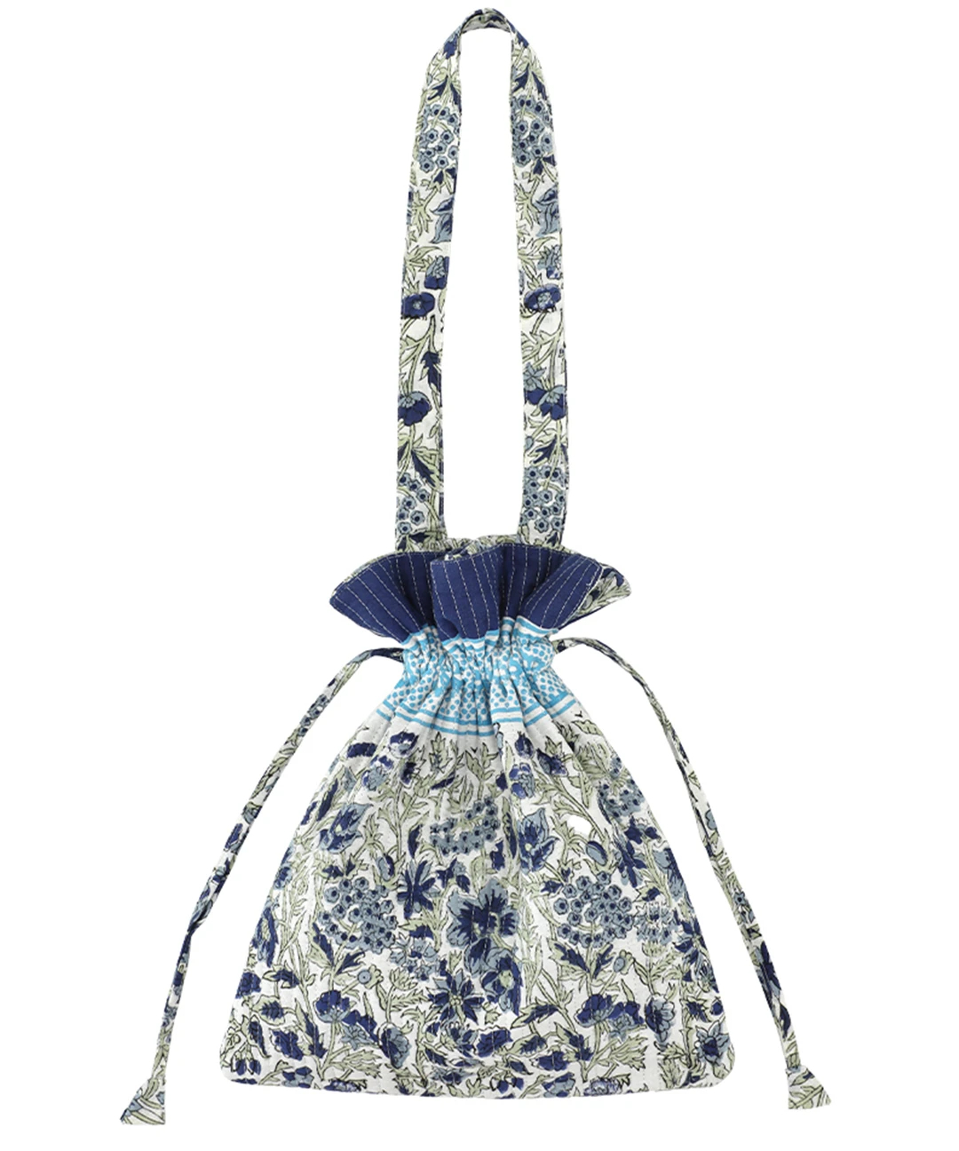 Via India ブロックプリントキルト巾着トートバッグ【WEB限定