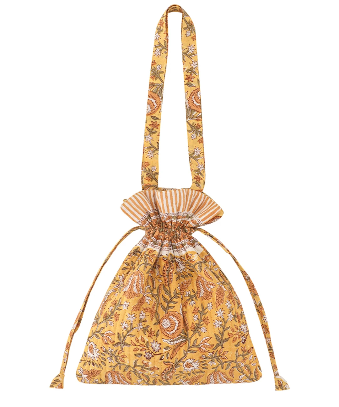 Via India ブロックプリントキルト巾着トートバッグ【WEB限定