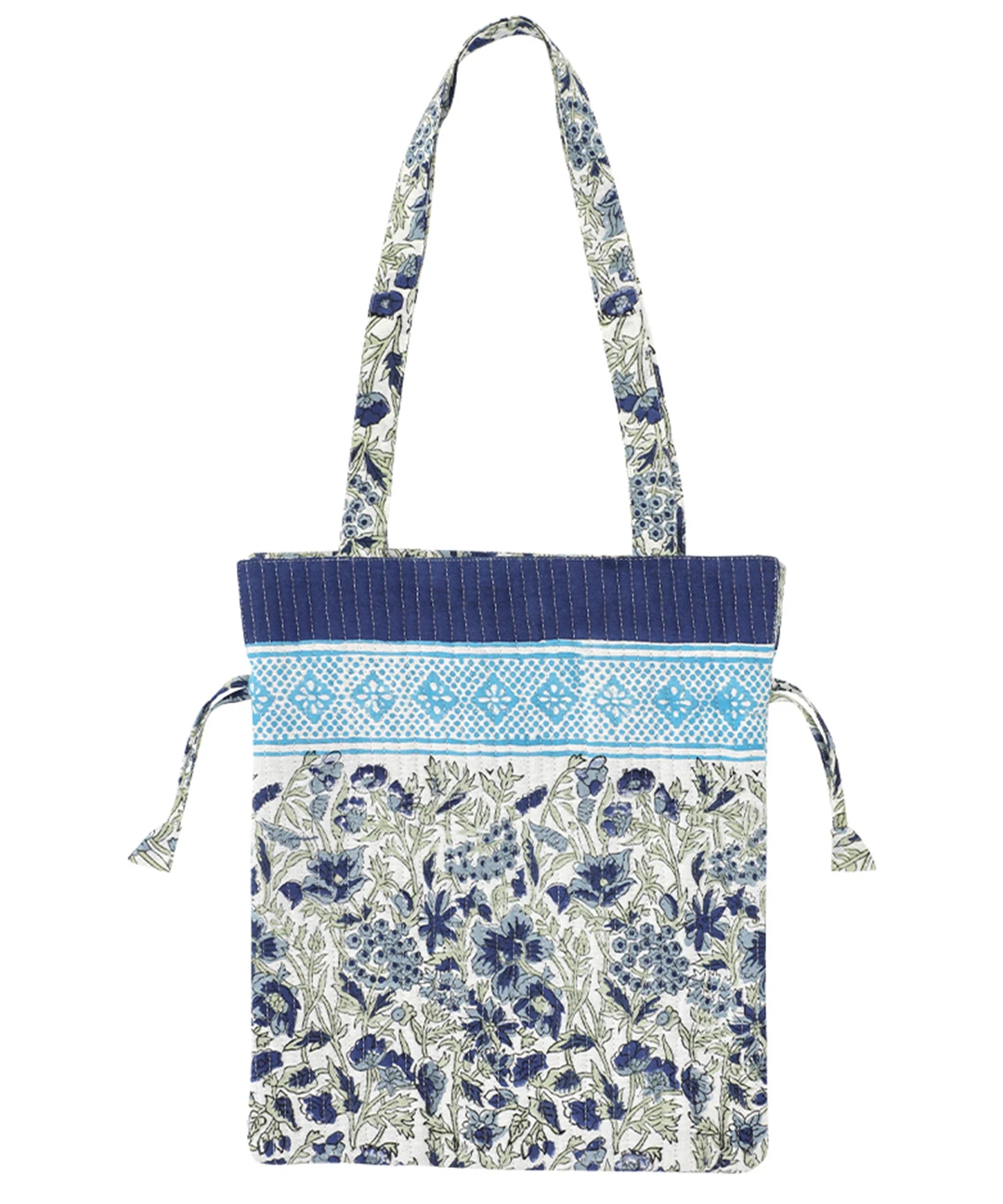 Via India ブロックプリントキルト巾着トートバッグ【WEB限定