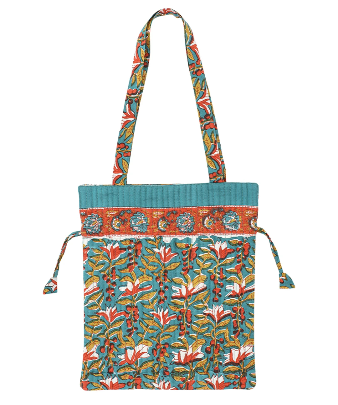 Via India ブロックプリントキルト巾着トートバッグ【WEB限定