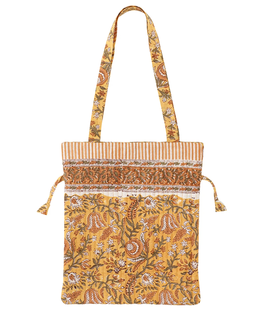 Via India ブロックプリントキルト巾着トートバッグ【WEB限定