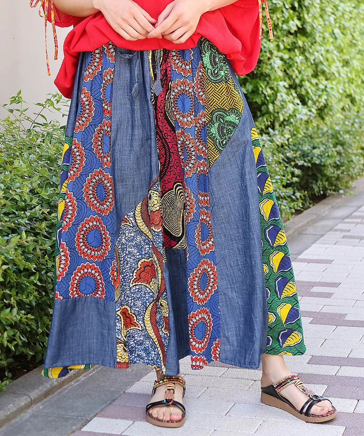 チチカカ |アフリカンデニムスカート【WEB限定】