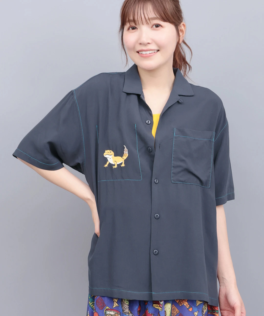 go slow caravan ワンポイント刺繍半袖シャツ【WEB限定