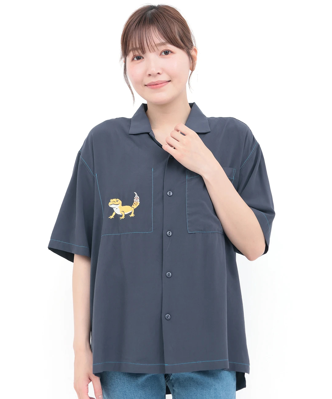 go slow caravan ワンポイント刺繍半袖シャツ【WEB限定