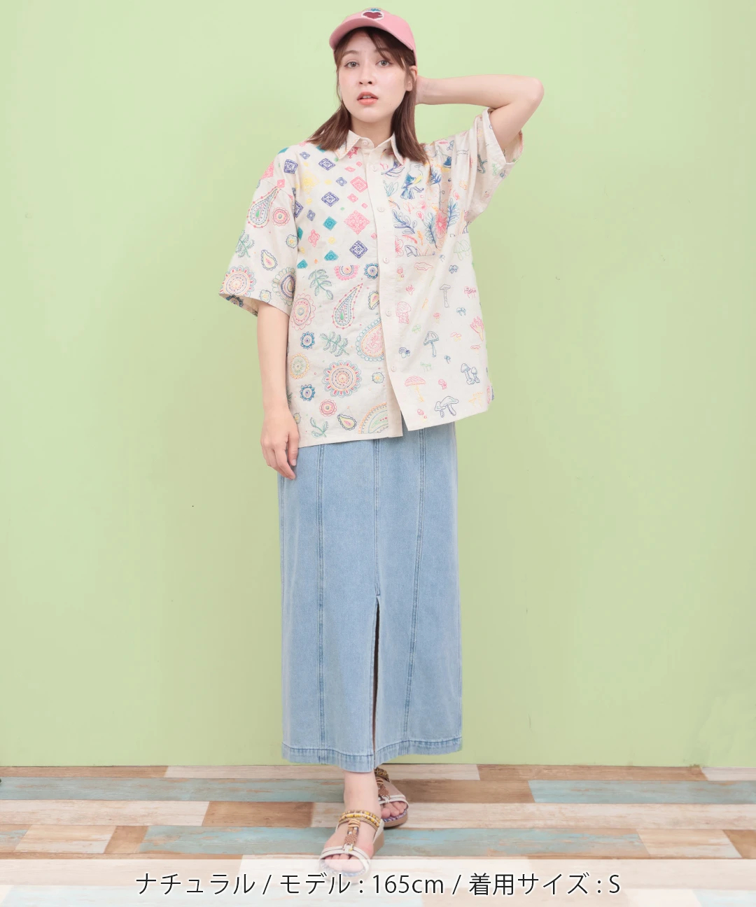 go slow caravan レーヨンコットンスクエア刺繍半袖シャツ【WEB限定
