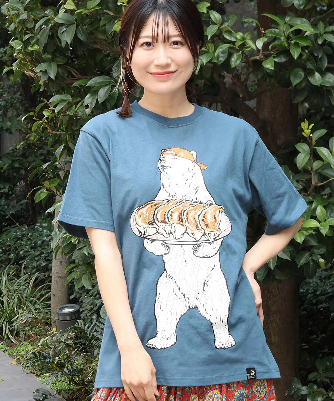 go slow caravan USAコットン餃子クマTシャツ go slow caravan USAコットン餃子クマTシャツ / Tシャツ