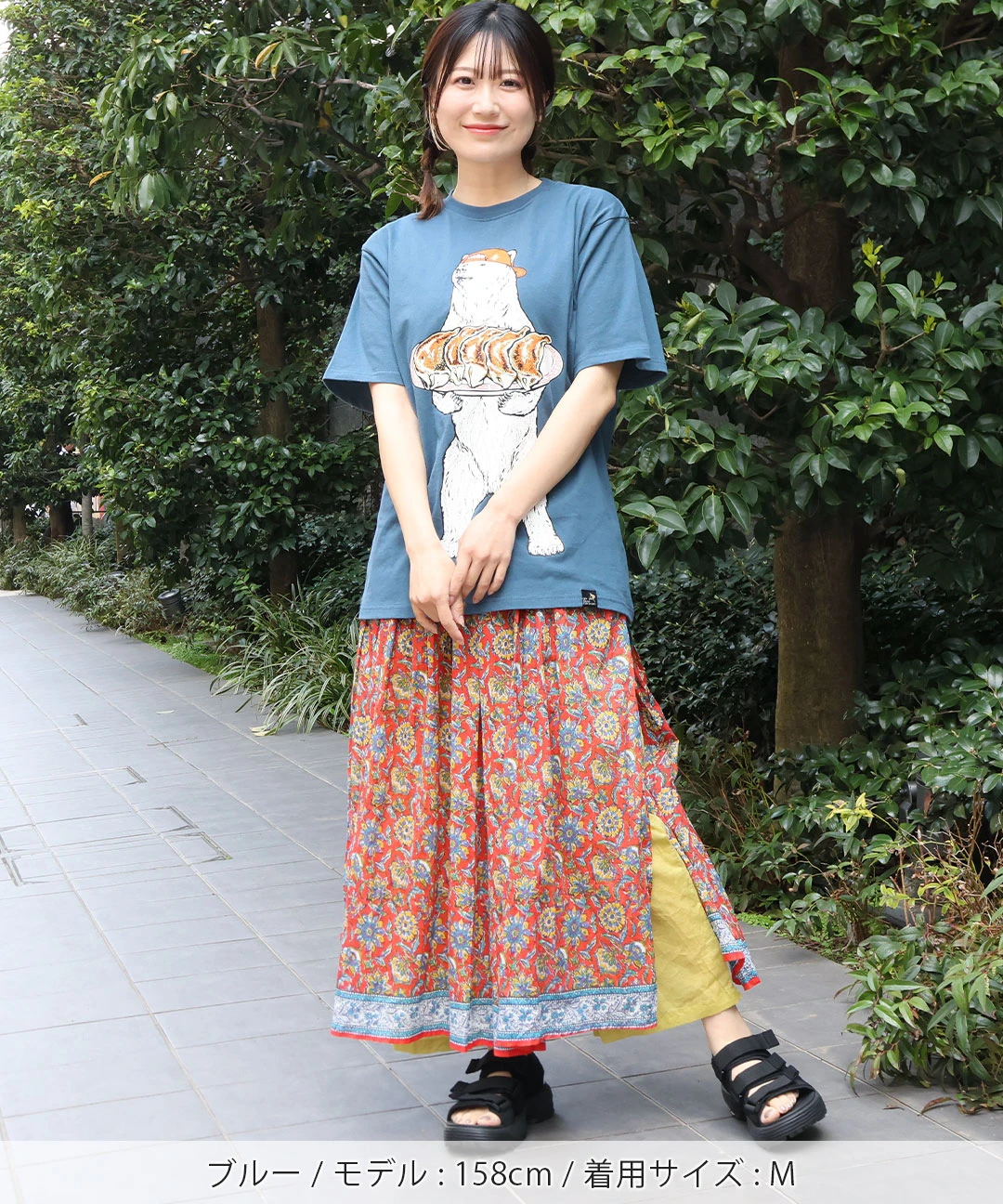 go slow caravan USAコットン餃子クマTシャツ go slow caravan USAコットン餃子クマTシャツ / Tシャツ