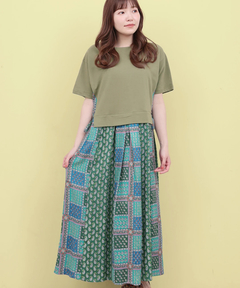 チチカカ |Rico エコフレンドリーダイ パッチブロックプリントドッキングワンピース