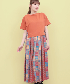 チチカカ |Rico エコフレンドリーダイ パッチブロックプリントドッキングワンピース