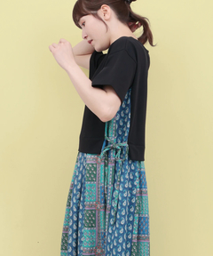 チチカカ |Rico エコフレンドリーダイ パッチブロックプリントドッキングワンピース