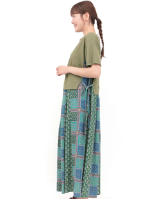 チチカカ |Rico エコフレンドリーダイ パッチブロックプリントドッキングワンピース