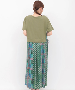 チチカカ |Rico エコフレンドリーダイ パッチブロックプリントドッキングワンピース