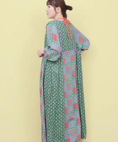 チチカカ |Rico エコフレンドリーダイ パッチブロックプリントワンピース