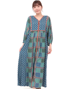 チチカカ |Rico エコフレンドリーダイ パッチブロックプリントワンピース