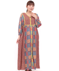 チチカカ |Rico エコフレンドリーダイ パッチブロックプリントワンピース