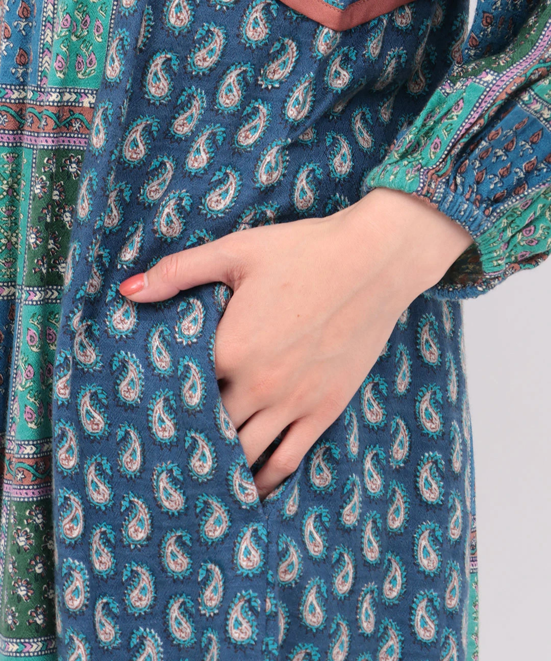 Rico エコフレンドリーダイ パッチブロックプリントワンピース