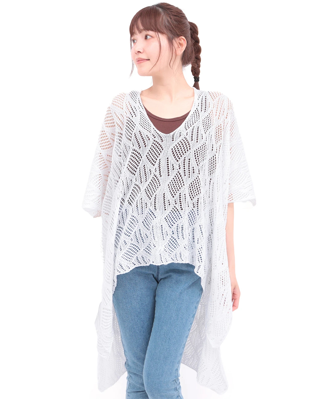 【COCUCA】カシミヤドレープニットポンチョ オフホワイト COCUCA】カシミヤドレープニットポンチョ オフホワイト