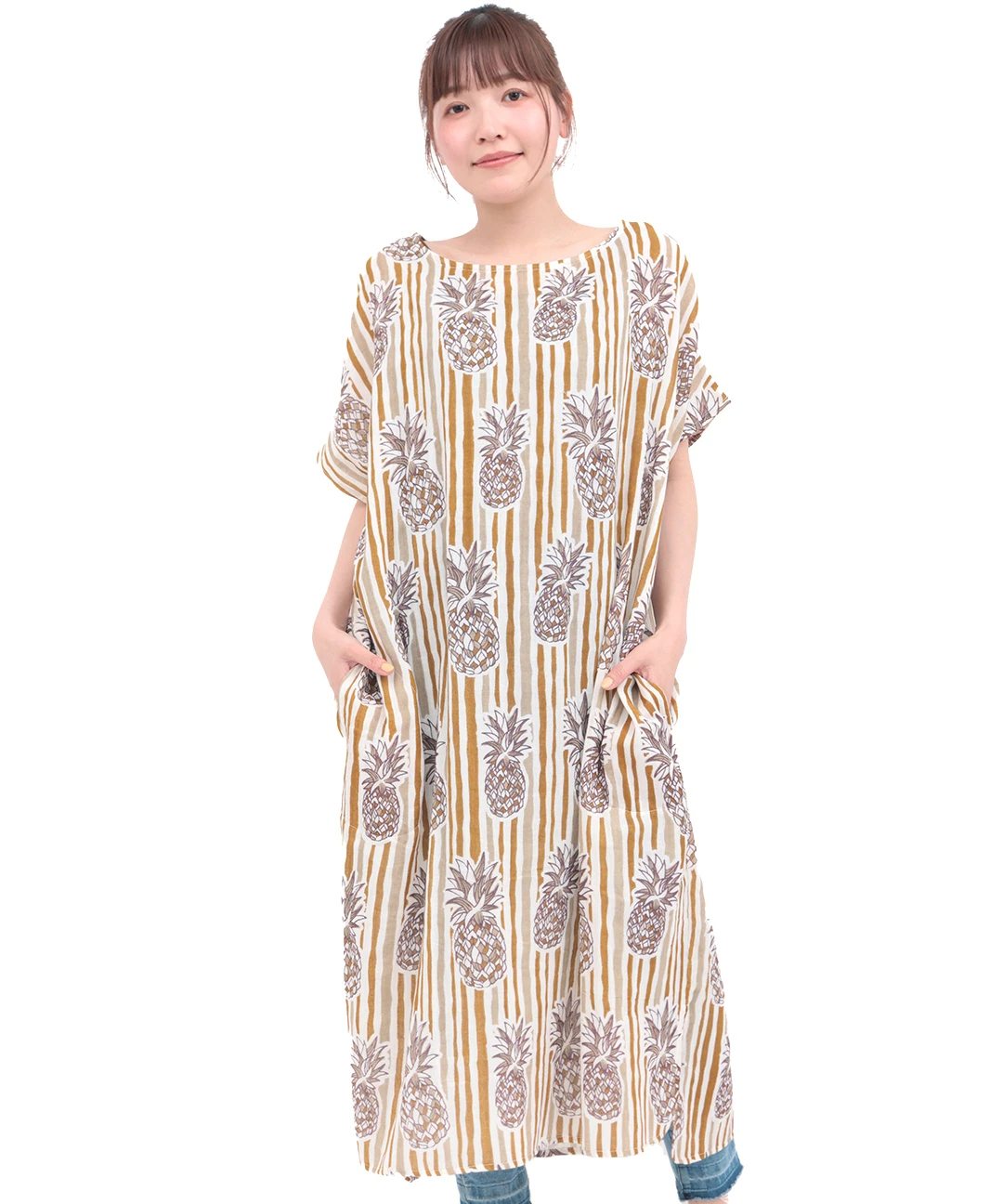 【+81BRANCA/ハチイチブランカ 】ハニカムワッフルワンピース チチカカ ワンピース パッチワークプリントワンピース