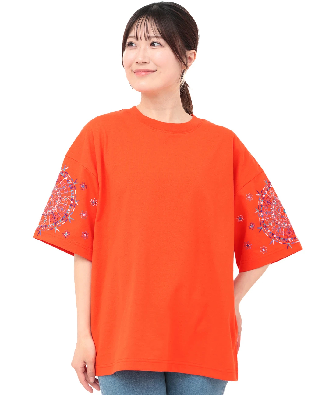 グアテマラ凧揚げスリーブ刺繍Tシャツ / Tシャツ・カットソー