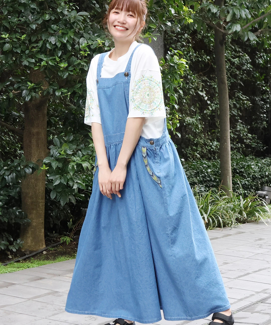 【新品♪紙タグ付き★】MILK ミルク★デニムジャンスカ★サロペット★FREE♪ Milk tea マタニティ 服 授乳服 落ち感綺麗 ボクシーデニム