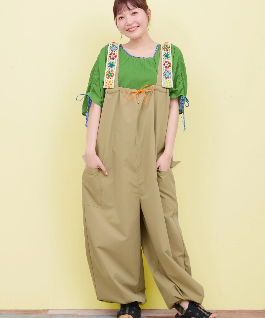 新品＊チチカカ＊クロシェコンビリップストップサロペットパンツ クロシェコンビリップストップサロペットパンツ / サロペット