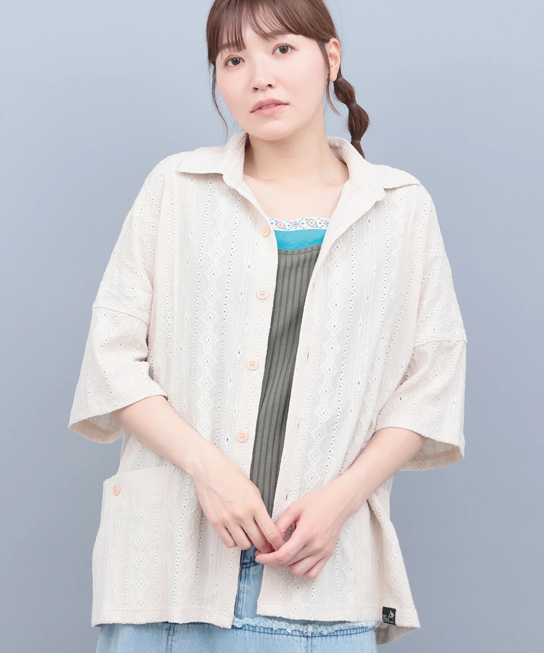 go slow caravan シャーリングレース半袖シャツ【WEB限定】 go slow caravan シャーリングレース半袖シャツ【WEB限定
