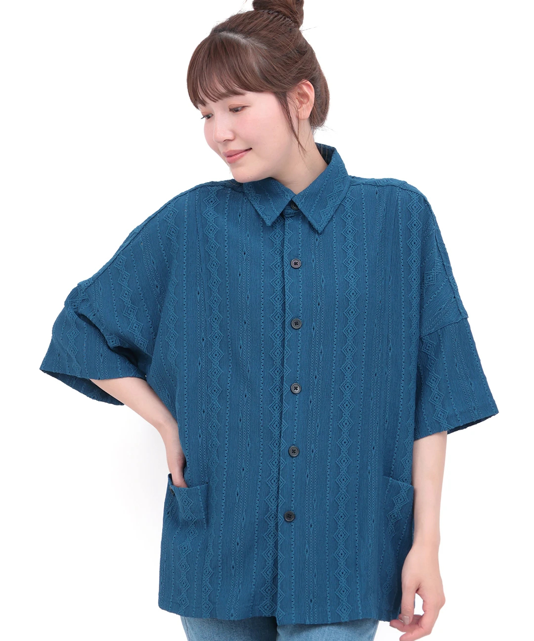 go slow caravan シャーリングレース半袖シャツ【WEB限定】 go slow caravan シャーリングレース半袖シャツ【WEB限定