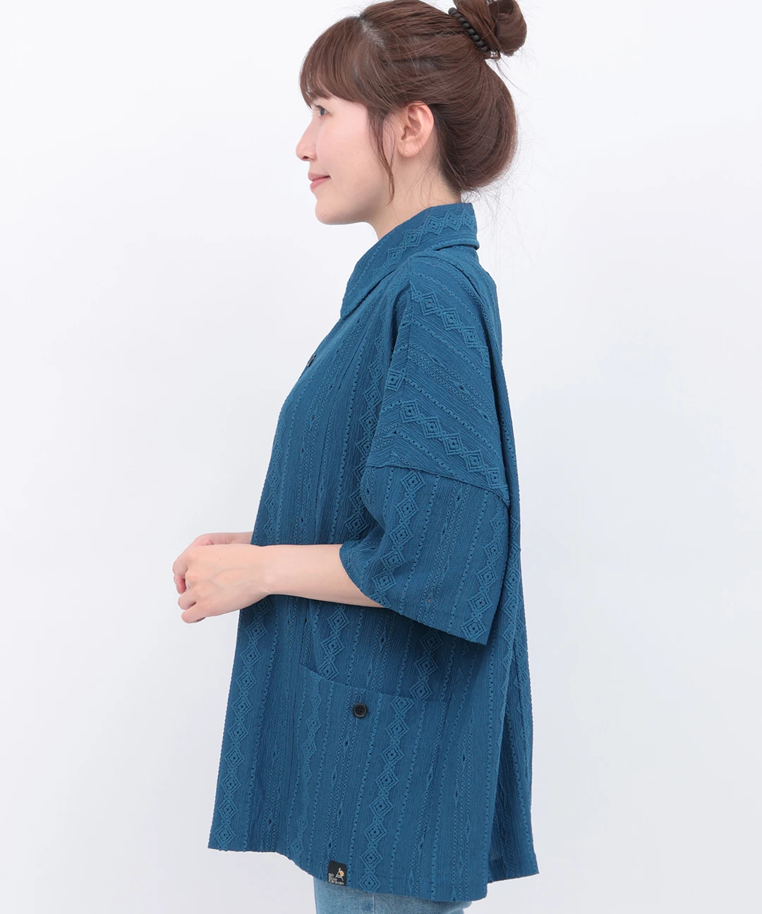 go slow caravan シャーリングレース半袖シャツ【WEB限定