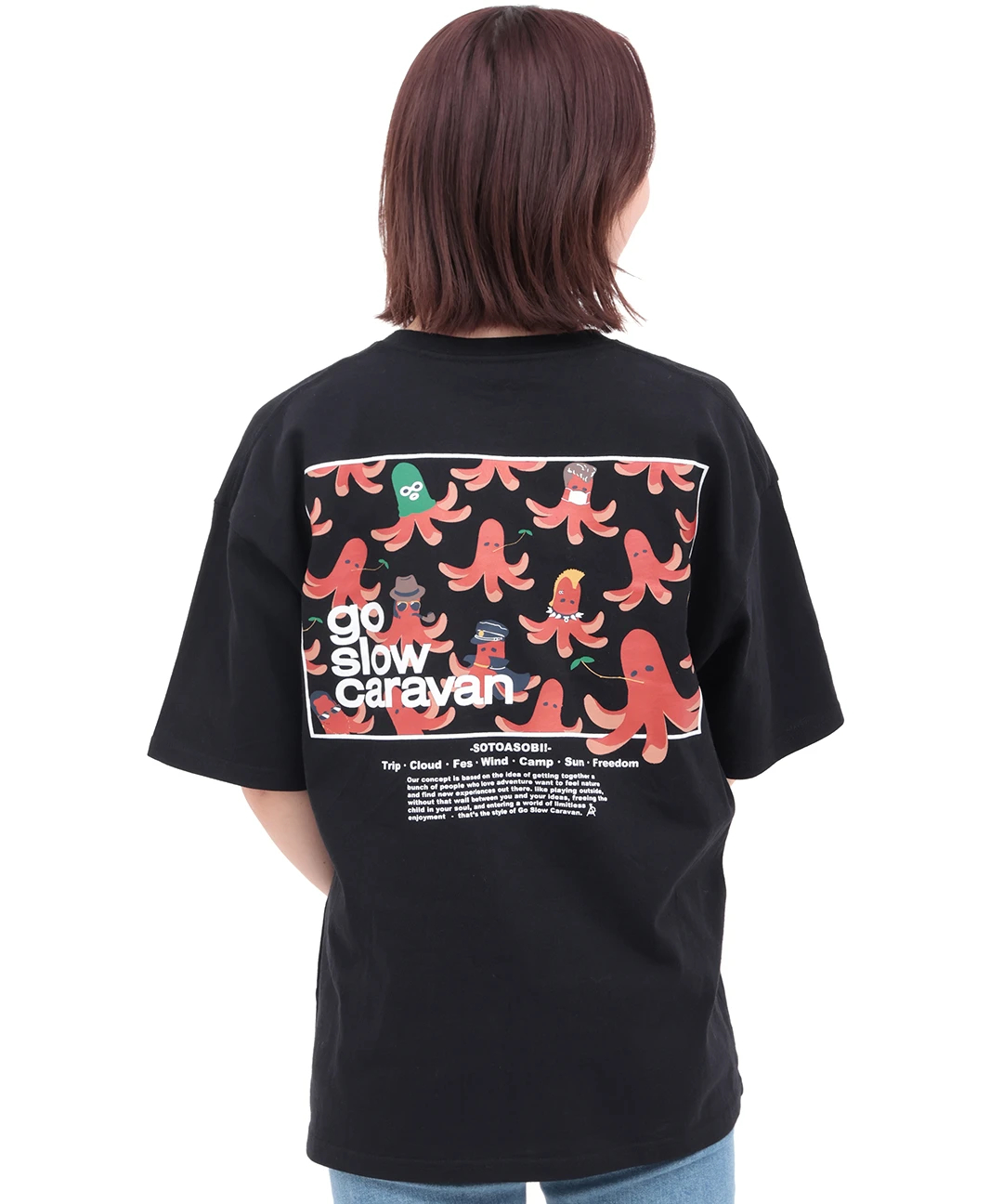 go slow caravan スクエアロゴバックプリントTシャツ【WEB限定