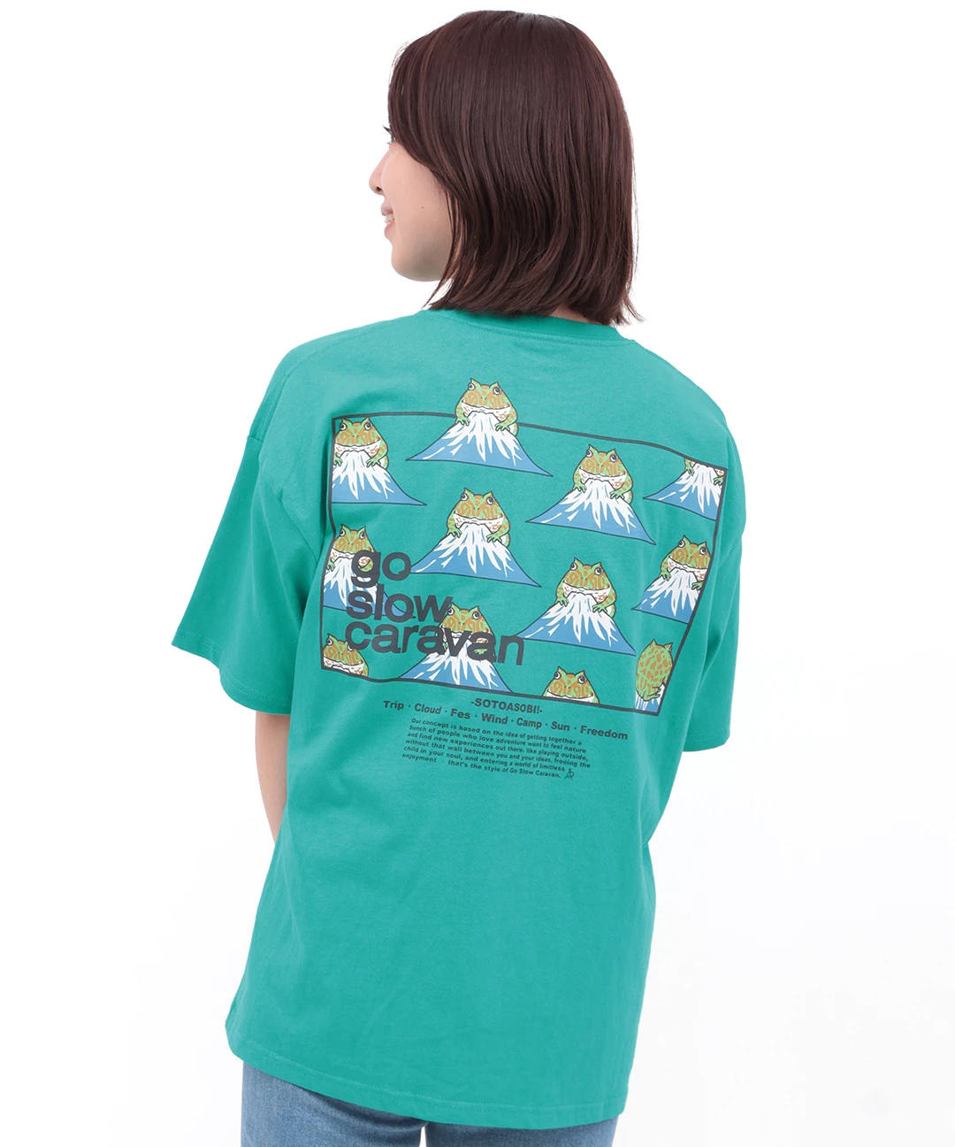 go slow caravan スクエアロゴバックプリントTシャツ【WEB限定
