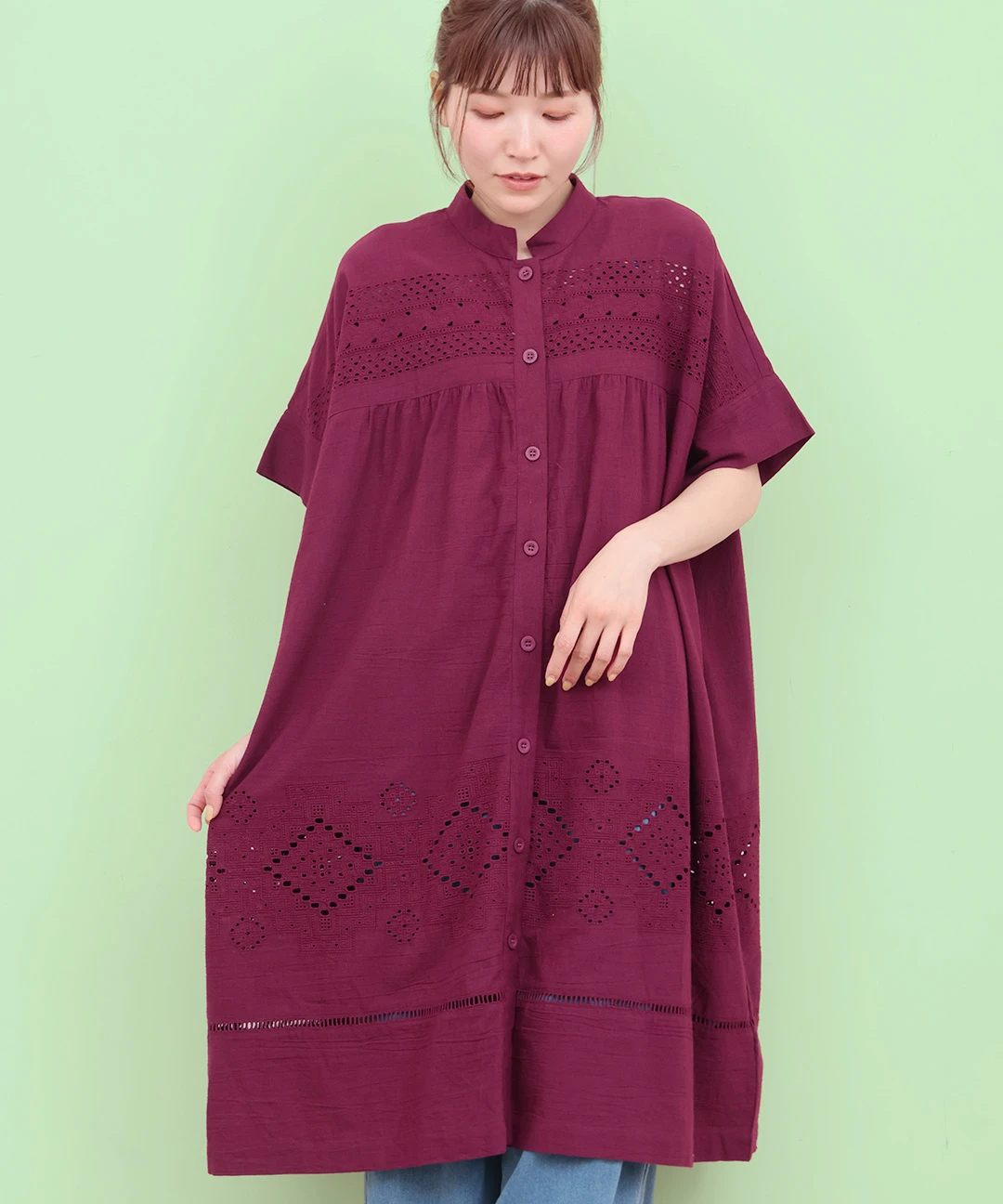 刺繍レースクロスキャミワンピース(S BLACK): ワンピースanuans