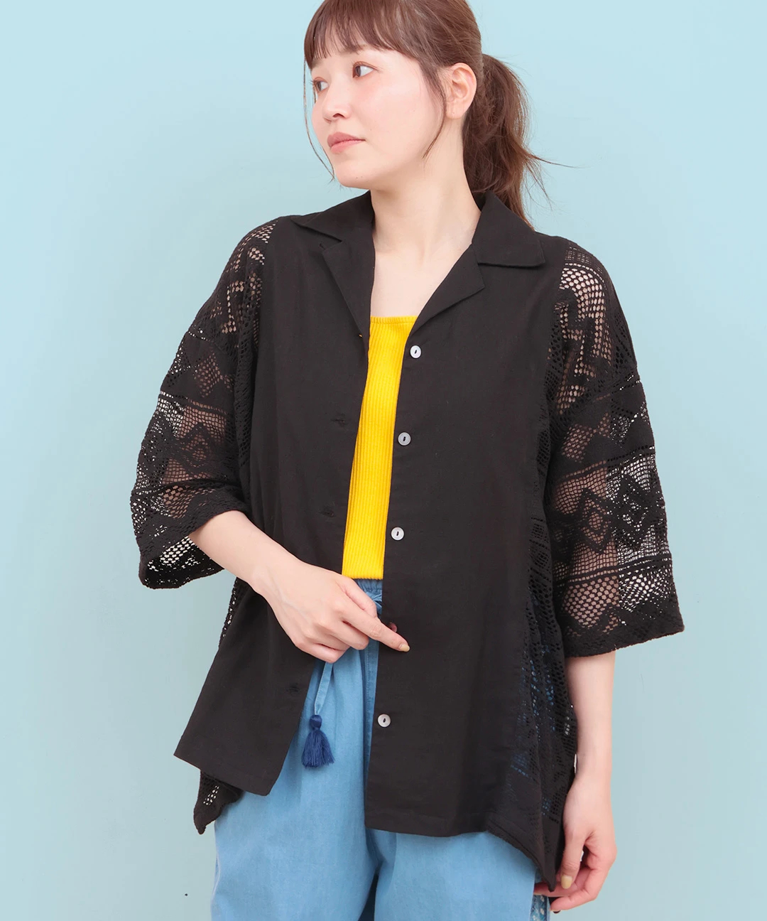 ブラウス シャツ Rico インドコットンｘレースシャツ レディース Rico インドコットン×レースシャツ / シャツ・ブラウス