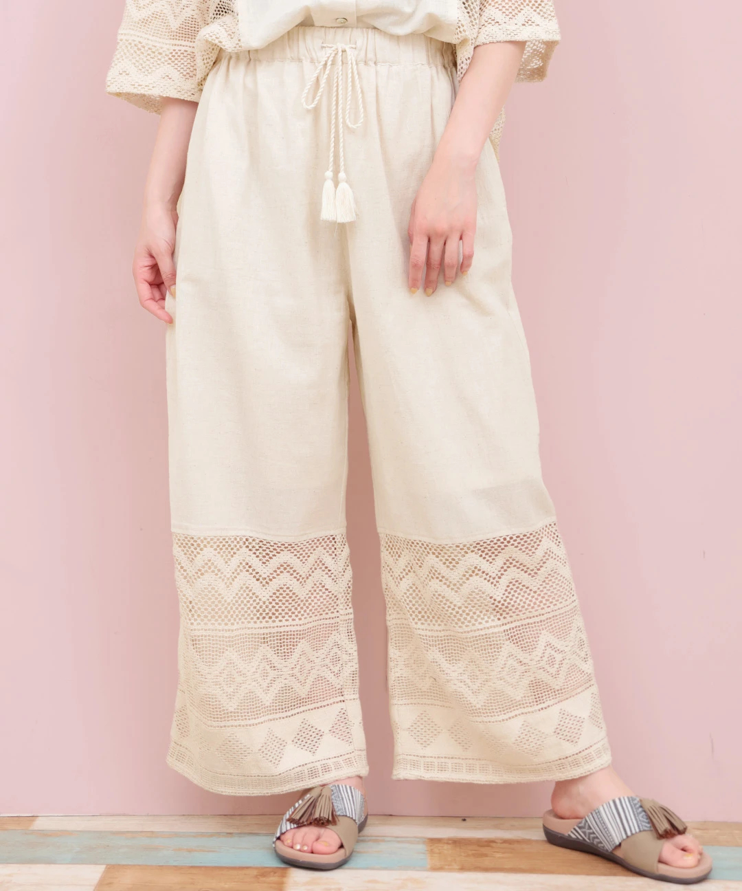 Rico インドコットン×レースパンツ