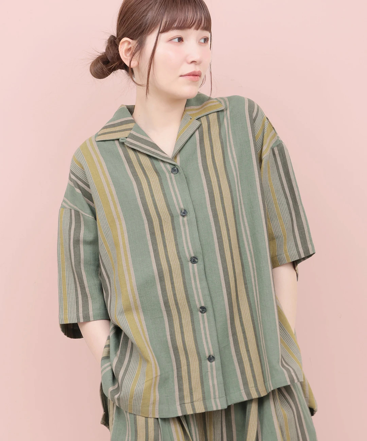 チチカカ |Rico エコフレンドリーダイ手織りストライプシャツ