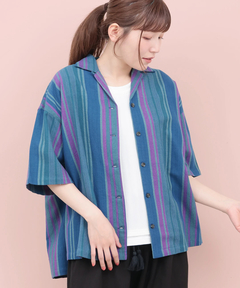 チチカカ |Rico エコフレンドリーダイ手織りストライプシャツ