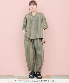 チチカカ |Rico エコフレンドリーダイ手織りストライプシャツ