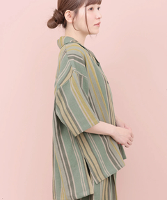 チチカカ |Rico エコフレンドリーダイ手織りストライプシャツ