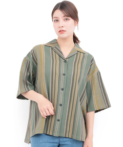 チチカカ |Rico エコフレンドリーダイ手織りストライプシャツ